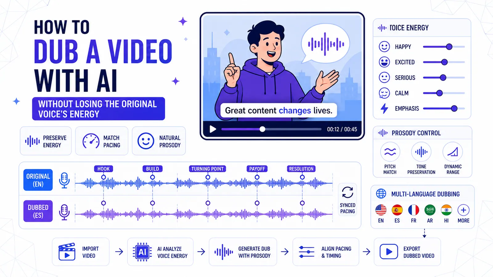 Comment doubler une vidéo avec l'IA sans perdre l'énergie de la voix originale