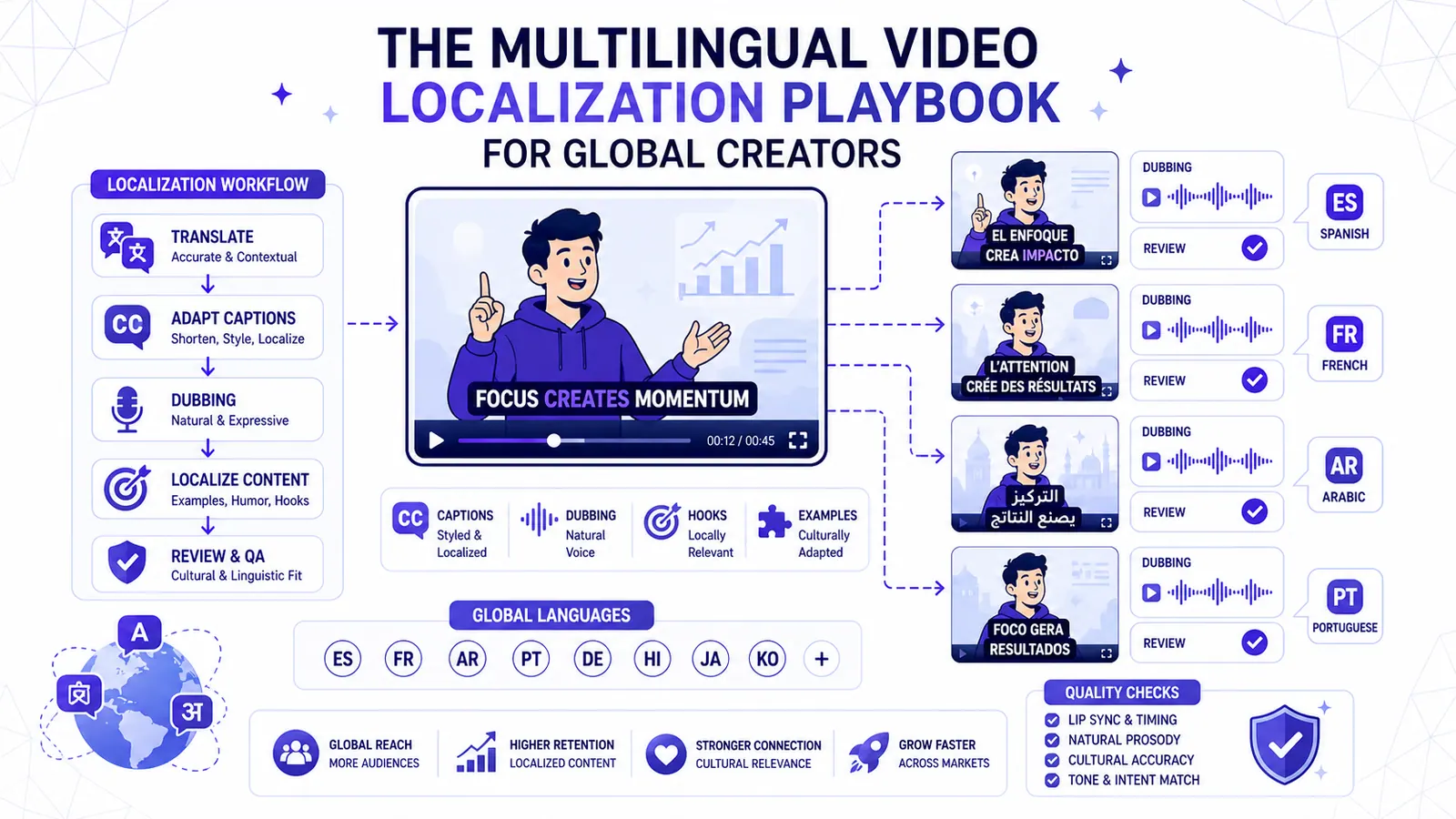 Le playbook de localisation vidéo multilingue pour créateurs internationaux