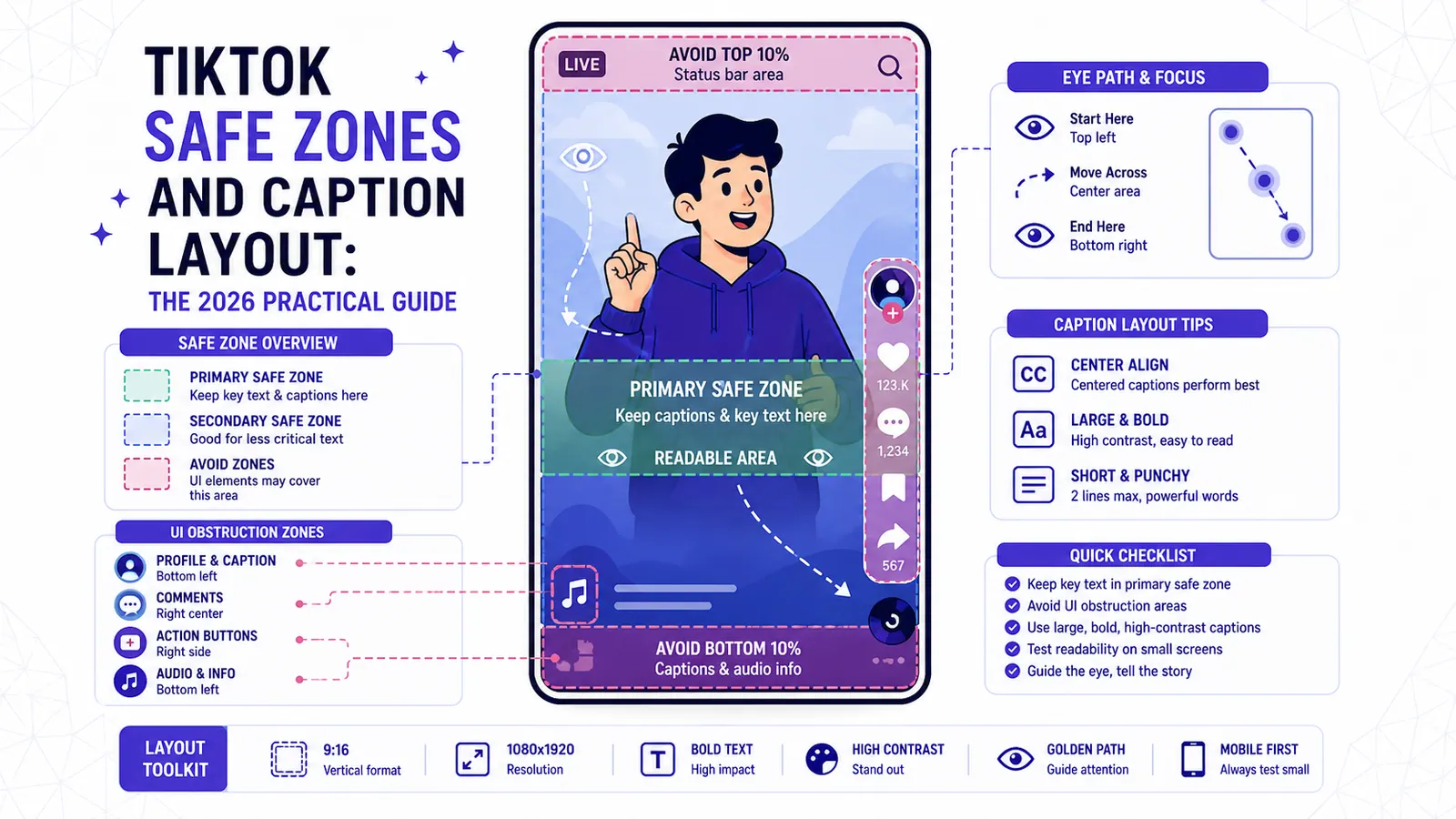 Zones sûres TikTok et placement des sous-titres : le guide pratique 2026